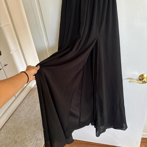 Lulus Black maxi chiffon dress - Picture 3 of 5